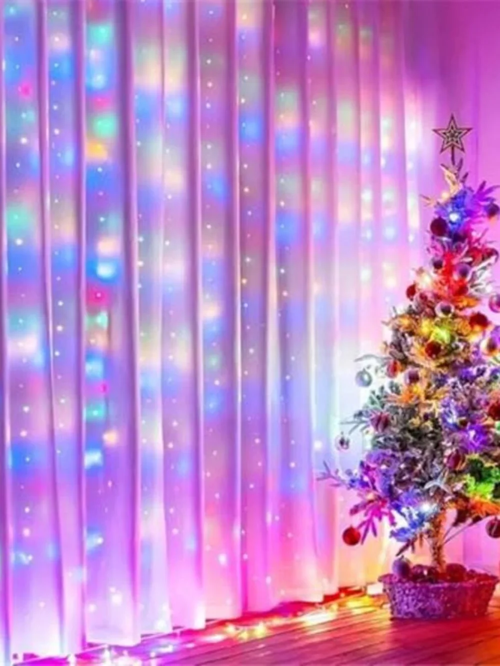 LED Curtain String Lights Multicolor Remote USB Waterproof 8 Modes Timer